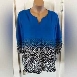 Blue Leopard Print Ombré Women's Top